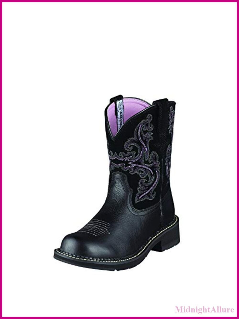 Suede Leather Western Boot Slip-On 8" Shaft Fatbaby Toe 1.5" Heel